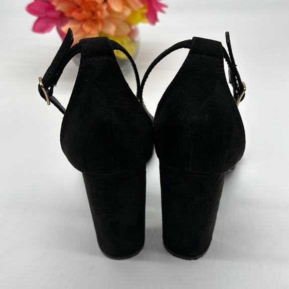 Lulu's Black Block Heel Suede Heels Special Occasion Prom Evening BHE6882A - Picture 3 of 8